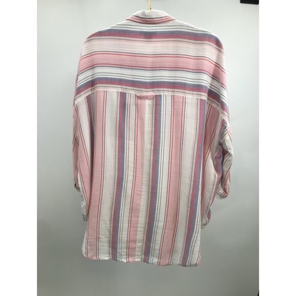 Pilcro Anthropologie The Boyfriend Striped Oversized Button Down Top XS/S - Picture 8 of 11